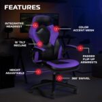 RESPAWN 3085 Gaming Chair, Ergonomic Office Chair, Headrest, Flip-Up Arms | Flip-up arms save space, while lumbar support and 360° swivel deliver comfort for gaming, work and streaming. - Image 7