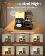 6-in-1 Wireless Charging Station,Charger Stand for Apple Devices for Gifts | for iPhone 17-12 Pro Max Watch Airpods,Wireless Charger iPhone Charging Station with Night Light/Alarm Clock Gifts - Image 4