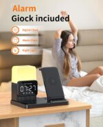 6-in-1 Wireless Charging Station,Charger Stand for Apple Devices for Gifts | for iPhone 17-12 Pro Max Watch Airpods,Wireless Charger iPhone Charging Station with Night Light/Alarm Clock Gifts - Image 6