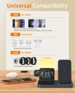 6-in-1 Wireless Charging Station,Charger Stand for Apple Devices for Gifts | for iPhone 17-12 Pro Max Watch Airpods,Wireless Charger iPhone Charging Station with Night Light/Alarm Clock Gifts - Image 7