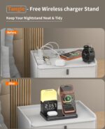 6-in-1 Wireless Charging Station,Charger Stand for Apple Devices for Gifts | for iPhone 17-12 Pro Max Watch Airpods,Wireless Charger iPhone Charging Station with Night Light/Alarm Clock Gifts - Image 8