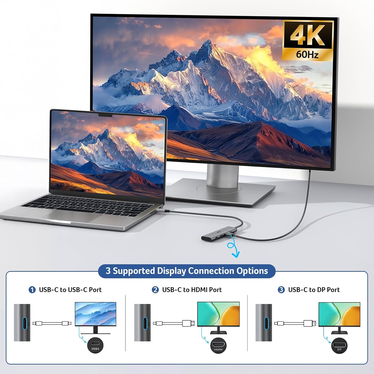 Acer 10Gbps USB C Hub with 4K@60Hz USB-C Display Output for Laptop | 4 Port USBC Splitter with 100W PD Port, 2*USB-C 3.2 Data, USB C Dongle for MacBook Neo/Pro/Air, iPad Pro and Type-C Devices - Image 4