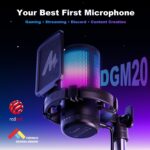 MAONO DGM20S Gaming Microphone for PC with Clear Voice & Noise Reduction | RGB Lighting, Tap-to-mute, Gain Control, Headphone Monitoring and Boom Arm for Discord Gaming, Streaming, Content Creation - Image 3