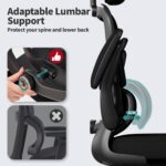 TRALT Office Chair Ergonomic Desk Chair - Gaming Chair with Lumbar Support | 330 LBS Home Office Desk Chairs with Headrest, Reading Chair with Flip-up Armrests, Comfortable Computer Chairs (1, Black) - Image 3