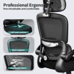 TRALT Office Chair Ergonomic Desk Chair - Gaming Chair with Lumbar Support | 330 LBS Home Office Desk Chairs with Headrest, Reading Chair with Flip-up Armrests, Comfortable Computer Chairs (1, Black) - Image 4