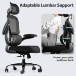 TRALT Office Chair Ergonomic Desk Chair - Gaming Chair with Lumbar Support | 330 LBS Home Office Desk Chairs with Headrest, Reading Chair with Flip-up Armrests, Comfortable Computer Chairs (1, Black) - Image 6