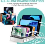 300W Fast Charging Station for Multiple Devices, 6 Port USB Charging Hub, Universal Desktop Charger Organizer Compatible with iPhone iPad Android Phones Tablets Kindle Home Office Travel - Image 3