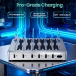300W Fast Charging Station for Multiple Devices, 6 Port USB Charging Hub, Universal Desktop Charger Organizer Compatible with iPhone iPad Android Phones Tablets Kindle Home Office Travel - Image 4