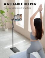 Tablet Floor Stand, Height & Angle Adjustable Metal iPad Holder Stand | 360°Rotating iPad Stand, Kindle holder for bed, Universal Tablet Stand for iPad/Phone/Kindle/Tablet and all 4.7~12.9”Devices - Image 4