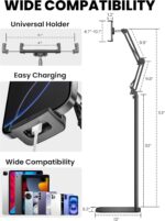 Tablet Floor Stand, Height & Angle Adjustable Metal iPad Holder Stand | 360°Rotating iPad Stand, Kindle holder for bed, Universal Tablet Stand for iPad/Phone/Kindle/Tablet and all 4.7~12.9”Devices - Image 5