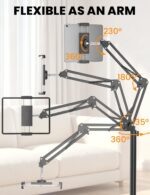 Tablet Floor Stand, Height & Angle Adjustable Metal iPad Holder Stand | 360°Rotating iPad Stand, Kindle holder for bed, Universal Tablet Stand for iPad/Phone/Kindle/Tablet and all 4.7~12.9”Devices - Image 6