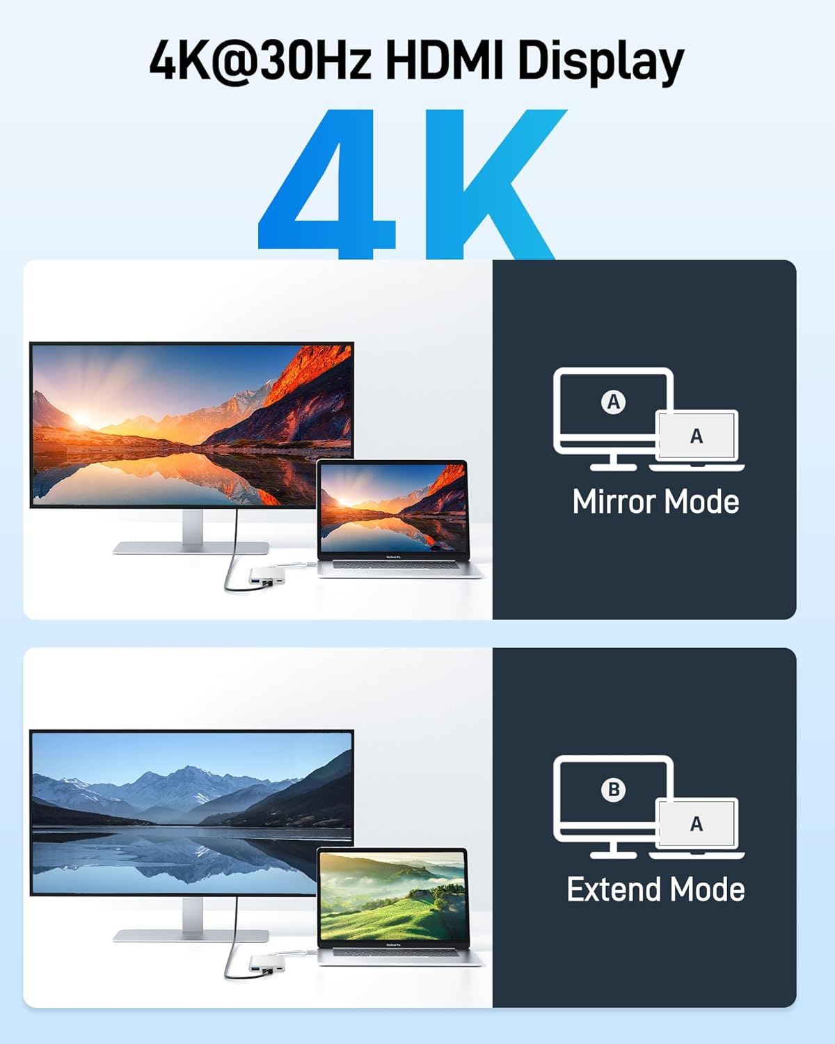 Acer USB C to HDMI Adapter, 4K USB C Hub with 100W PD for Laptop/Monitor/TV | HDMI to USBC Multiport Digital AV Converter, USBA 3.0 Port Compatible with MacBook Neo/Pro/Air, iPad, Acer Swift Go (Silver) - Image 7