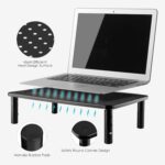 2 Pack Monitor Riser Desktop Stand Flat Screen TV Monitor Stand Riser | 3 Height Adjustable PC Stand with Mesh Platform Sturdy Metal Laptop Computer Monitor Stand Shelf for Printer, iMac - Image 3