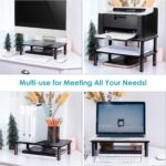 2 Pack Monitor Riser Desktop Stand Flat Screen TV Monitor Stand Riser | 3 Height Adjustable PC Stand with Mesh Platform Sturdy Metal Laptop Computer Monitor Stand Shelf for Printer, iMac - Image 7