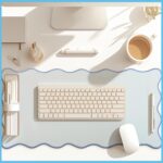Hahafelt Scalloped Desk Mat Large Desk Pad Cute Coquette Table Mat Back to School Preppy Table Make up Pad Nonslip Graduation Gift with Stitching Waterproof Gaming(Blue,31.5 x 15.8 Inches) - Image 4