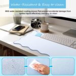 Hahafelt Scalloped Desk Mat Large Desk Pad Cute Coquette Table Mat Back to School Preppy Table Make up Pad Nonslip Graduation Gift with Stitching Waterproof Gaming(Blue,31.5 x 15.8 Inches) - Image 6