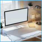Hahafelt Scalloped Desk Mat Large Desk Pad Cute Coquette Table Mat Back to School Preppy Table Make up Pad Nonslip Graduation Gift with Stitching Waterproof Gaming(Blue,31.5 x 15.8 Inches) - Image 7