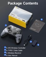 EasySMX X15 Wireless PC Controller for Gaming, Hall Effect Joysticks | 2 Back Buttons, 1000mah Battery, Gamepad for Windows PC, Steam, Switch, Android, Black - Image 9
