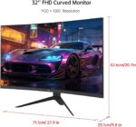 KTC 32 Inch Curved Gaming Monitor, FHD 1080p 165Hz Curve Monitor, H32S17C | 1500R, 1ms MPRT, Adaptive Sync, 122% sRGB, DP/HDMI, Tiltable, Eye Care, VESA, HDR10 for Gaming Home Office Business - Image 8