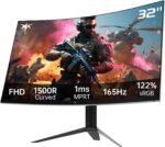 KTC 32 Inch Curved Gaming Monitor, FHD 1080p 165Hz Curve Monitor, H32S17C | 1500R, 1ms MPRT, Adaptive Sync, 122% sRGB, DP/HDMI, Tiltable, Eye Care, VESA, HDR10 for Gaming Home Office Business - Image 9