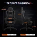 Gaming Chair,Big and Tall Gaming Chair 400lbs Office Chair with Footrest, 90-155° Recline & Removable Headrest Lumbar Support[Spring + 4D Sponge](Black) - Image 3