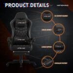 Gaming Chair,Big and Tall Gaming Chair 400lbs Office Chair with Footrest, 90-155° Recline & Removable Headrest Lumbar Support[Spring + 4D Sponge](Black) - Image 4