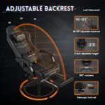 Gaming Chair,Big and Tall Gaming Chair 400lbs Office Chair with Footrest, 90-155° Recline & Removable Headrest Lumbar Support[Spring + 4D Sponge](Black) - Image 6