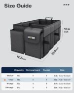 HOTOR Trunk Organizer - Foldable Car Organizer for SUVs & Sedans Storage | Sturdy Car Organization for Men & Women, Car Accessories, Tools, Sundries, Black, 2 Compartments, 23.6" x 14.2" x 10.6" - Image 3