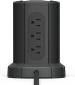 Amazon Basics Power Strip Tower Charging Station, Surge Protector 1080J, 9 Outlet with Integrated USB Charging Ports (2 USB-A and 1 USB-C), Space Saving, 15A, 6ft Cord, Black - Image 5