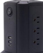 Amazon Basics Power Strip Tower Charging Station, Surge Protector 1080J, 9 Outlet with Integrated USB Charging Ports (2 USB-A and 1 USB-C), Space Saving, 15A, 6ft Cord, Black - Image 6