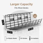 2 Pack DELAMU Under Desk Cable Management Tray, Large Metal Cord Organizer, Office & Home Cord Wire Management Under Desk Shelf, Easy Install Pre-drilled Cable Organizer, Black - Image 3