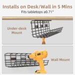 2 Pack DELAMU Under Desk Cable Management Tray, Large Metal Cord Organizer, Office & Home Cord Wire Management Under Desk Shelf, Easy Install Pre-drilled Cable Organizer, Black - Image 4