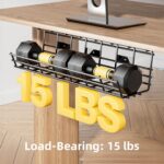 2 Pack DELAMU Under Desk Cable Management Tray, Large Metal Cord Organizer, Office & Home Cord Wire Management Under Desk Shelf, Easy Install Pre-drilled Cable Organizer, Black - Image 5