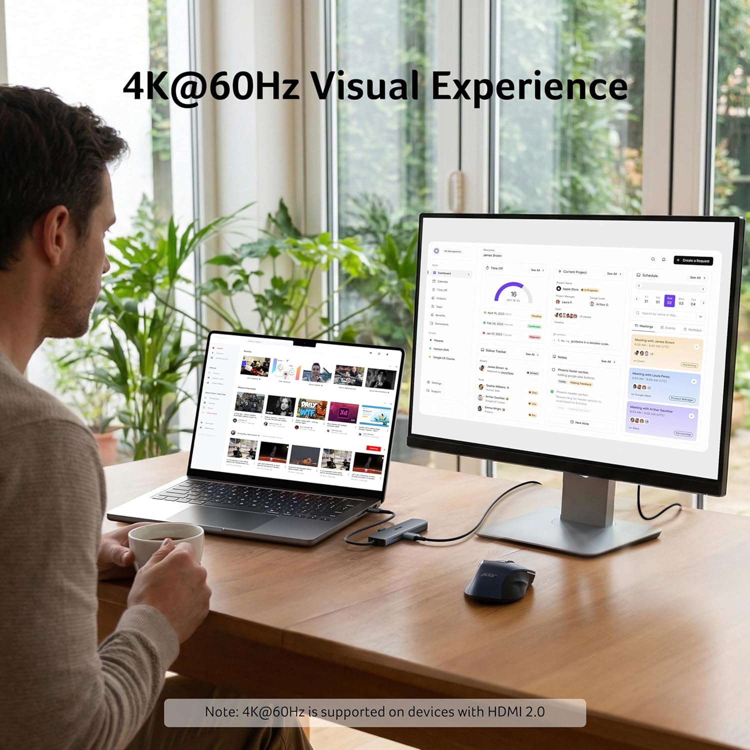 acer 6 in 1 USBC Hub with Ethernet, 4K@60Hz USBC to HDMI Multiport Adapter | 2*USB-A 3.0 & 1*USB-C 3.0 Data Ports, 100W PD Port, USB C Dongle for MacBook Neo/Pro M5/Air, Acer, iPad, iPhone 17/16/15 - Image 3