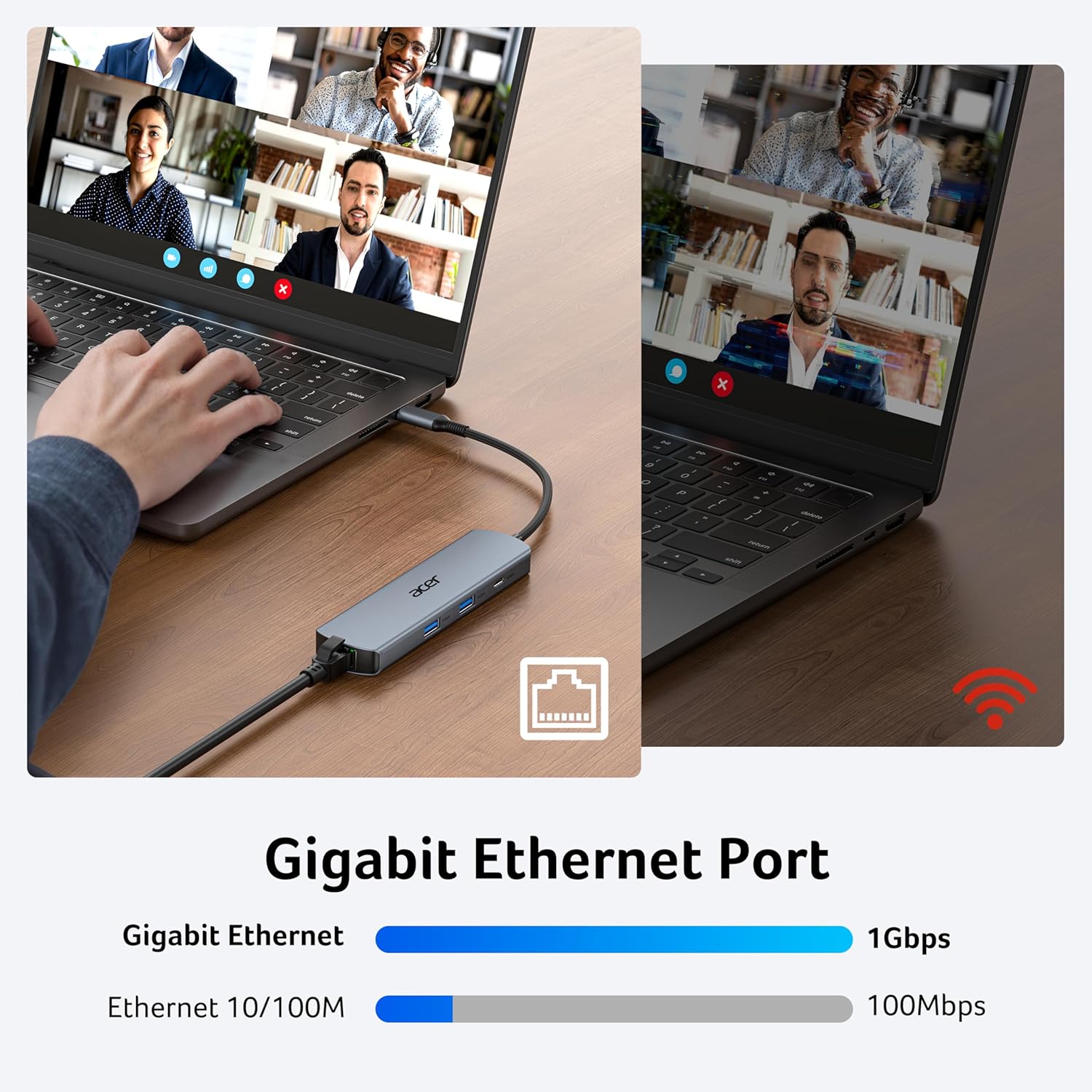 acer 6 in 1 USBC Hub with Ethernet, 4K@60Hz USBC to HDMI Multiport Adapter | 2*USB-A 3.0 & 1*USB-C 3.0 Data Ports, 100W PD Port, USB C Dongle for MacBook Neo/Pro M5/Air, Acer, iPad, iPhone 17/16/15 - Image 4