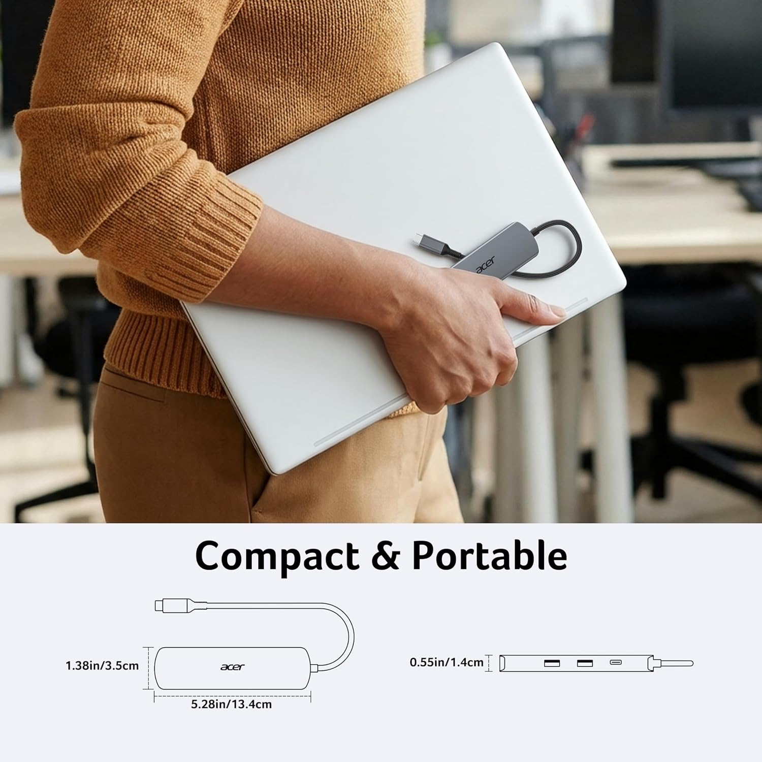 acer 6 in 1 USBC Hub with Ethernet, 4K@60Hz USBC to HDMI Multiport Adapter | 2*USB-A 3.0 & 1*USB-C 3.0 Data Ports, 100W PD Port, USB C Dongle for MacBook Neo/Pro M5/Air, Acer, iPad, iPhone 17/16/15 - Image 8