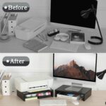 TEAMIX 2-Pack Wood Monitor Stand Riser for Desk , Black | Dual Stand for 2 monitors. Holds 80 lbs, Stack or Separate Adjustable Use, Fits laptop, TV, PC. For Home Office, Gaming - Image 6