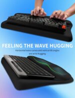 Ergonomic Wave Wrist Rest with Keyboard Stand, Cushioned Palm Rest, Comfortable Integrated Memory Foam for Natural Typing and Relieve Wrist Pain, Dark Night Black - Image 4
