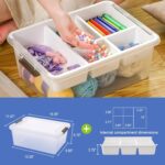 MACOPRO 17QT Clear Plastic Box Craft Storage Bin with Removable Tray & Lid | 1-pack container, art supply organizer for playdoh, sewing, beads & craft tools, space-saving stackable bins organization - Image 3