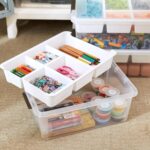 MACOPRO 17QT Clear Plastic Box Craft Storage Bin with Removable Tray & Lid | 1-pack container, art supply organizer for playdoh, sewing, beads & craft tools, space-saving stackable bins organization - Image 9