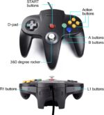 miadore 2 Pack USB Wired N64 Controller, Classic N64 PC Gamepad Joystick Controller for Windows PC MAC Linux Raspberry Pi 3 (Black/Gray) - Image 5