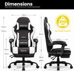 Gaming Chair Gamer Game Ergonomic with Footstool Lumbar Support Deep Black | Headrest, Height and Backrest Adjustable, Deep Black Leather, 210 KG Heavy Duty Load Capacity 52cm Wingless Cushion - Image 3