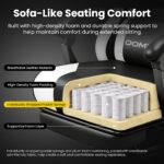 Gaming Chair Gamer Game Ergonomic with Footstool Lumbar Support Deep Black | Headrest, Height and Backrest Adjustable, Deep Black Leather, 210 KG Heavy Duty Load Capacity 52cm Wingless Cushion - Image 4