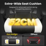 Gaming Chair Gamer Game Ergonomic with Footstool Lumbar Support Deep Black | Headrest, Height and Backrest Adjustable, Deep Black Leather, 210 KG Heavy Duty Load Capacity 52cm Wingless Cushion - Image 5