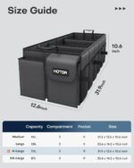 HOTOR Trunk Organizer - Foldable Car Organizer for SUVs & Sedans Storage | Sturdy Car Organization for Men & Women, Car Accessories, Tools, Sundries, Black, 3 Compartments, 31.9" x 12.6" x 10.6" - Image 3