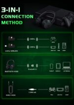 Wireless Gaming Headset for Xbox Series X|S, Xbox One, PS5, PS4, Blackgreen | Bluetooth 5.3, 3D Surround Sound, Rotatable Earmuffs, Gaming Headphones with Noise Canceling Microphones - Image 3