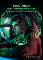 Wireless Gaming Headset for Xbox Series X|S, Xbox One, PS5, PS4, Blackgreen | Bluetooth 5.3, 3D Surround Sound, Rotatable Earmuffs, Gaming Headphones with Noise Canceling Microphones - Image 8
