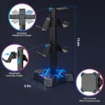 KDD Headphone Stand with USB Charger, Controller Stand for Desk, Headphone Holder with 2 USB Charging Ports and 3 AC Outlets, Accessories for Desktop(Black) - Image 7
