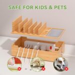 Pezin & Hulin Cell Phone Charging Station for Multi Devices-Natural Bamboo | All in One Desktop Charger Organizer, with Power USB Charge Adapter and 6 Cables, Use As Power Strip Hidden Box - Image 5