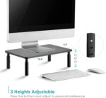 2 Pack Monitor Riser Desktop Stand Flat Screen TV Monitor Stand Riser | 3 Height Adjustable PC Stand with Mesh Platform Sturdy Metal Laptop Computer Monitor Stand Shelf for Printer, iMac - Image 2
